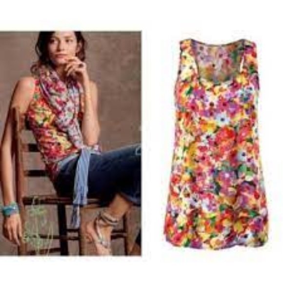 Cabi Luisa Multi-Color Floral Racerback Tank Top Size Medium - Picture 2 of 8